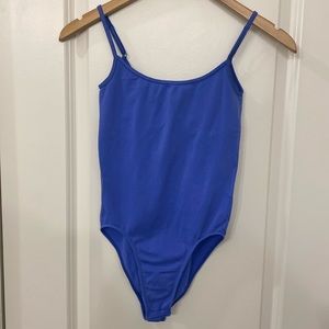 Blue spaghetti strap bodysuit